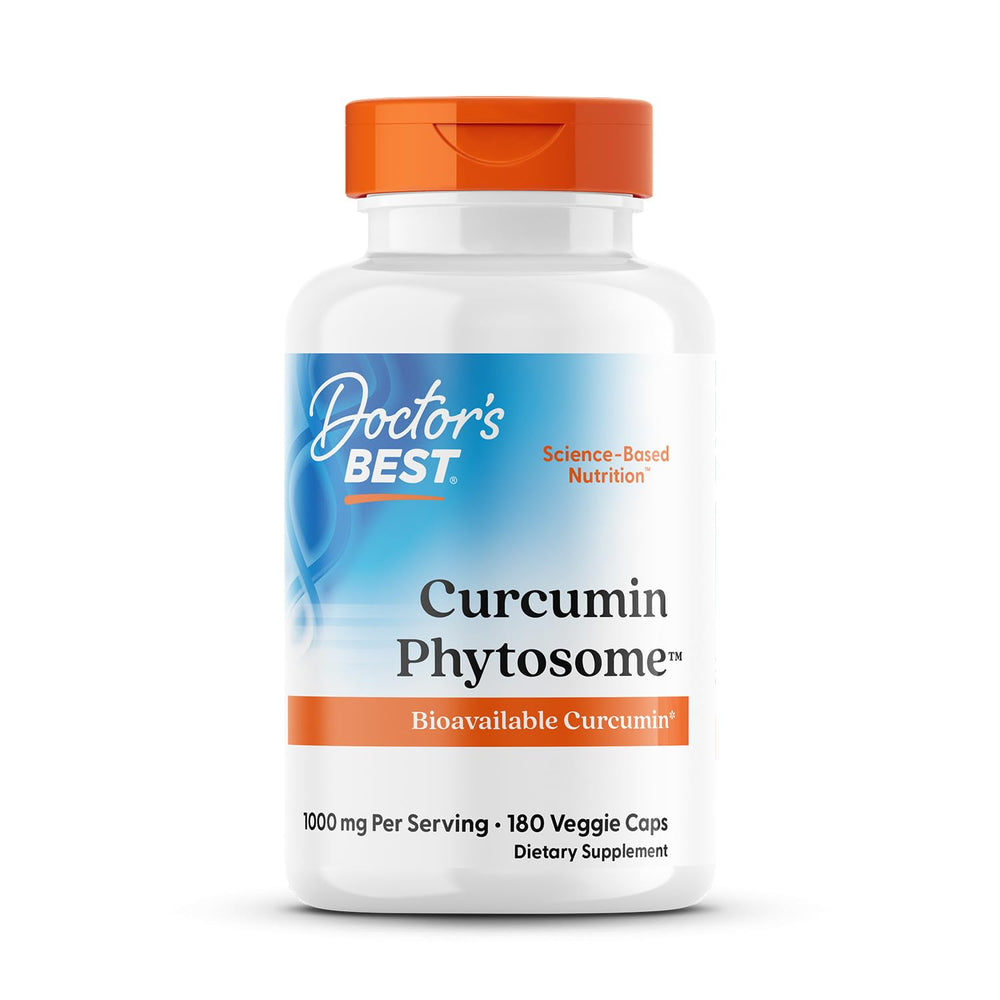 Doctors Best Curcumin Phytosome bottle front shows Meriva delivery for enhanced absorption