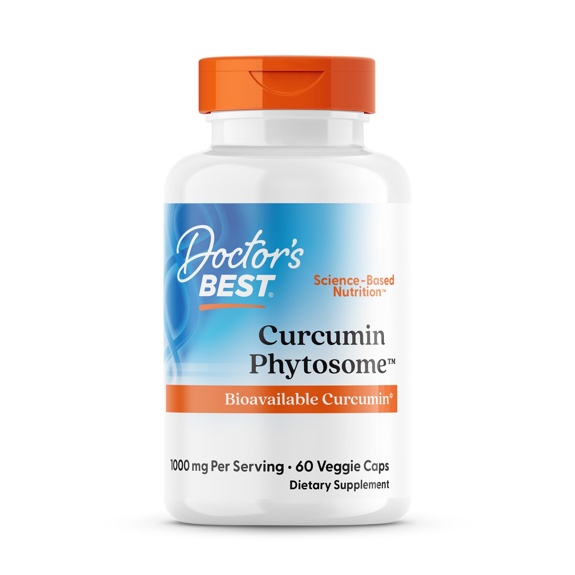 Doctor's Best Curcumin Phytosome bottle shows vegan capsules for daily joint support.