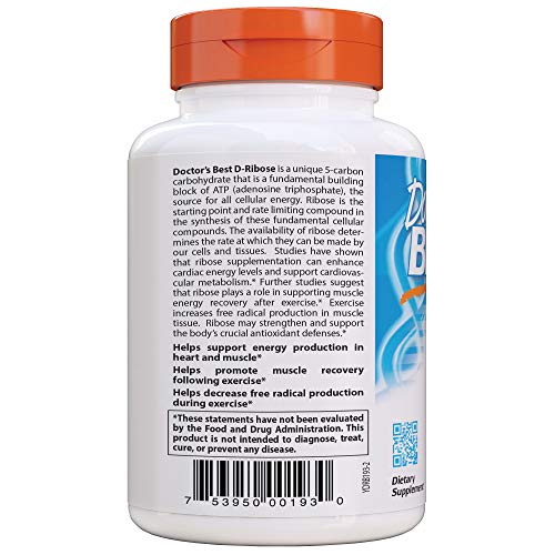 Doctor's Best D-Ribose packaging hero shot showing gluten-free claim
