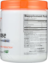 Doctor's Best D-Ribose packaging closeup highlights quality and clean ingredients.