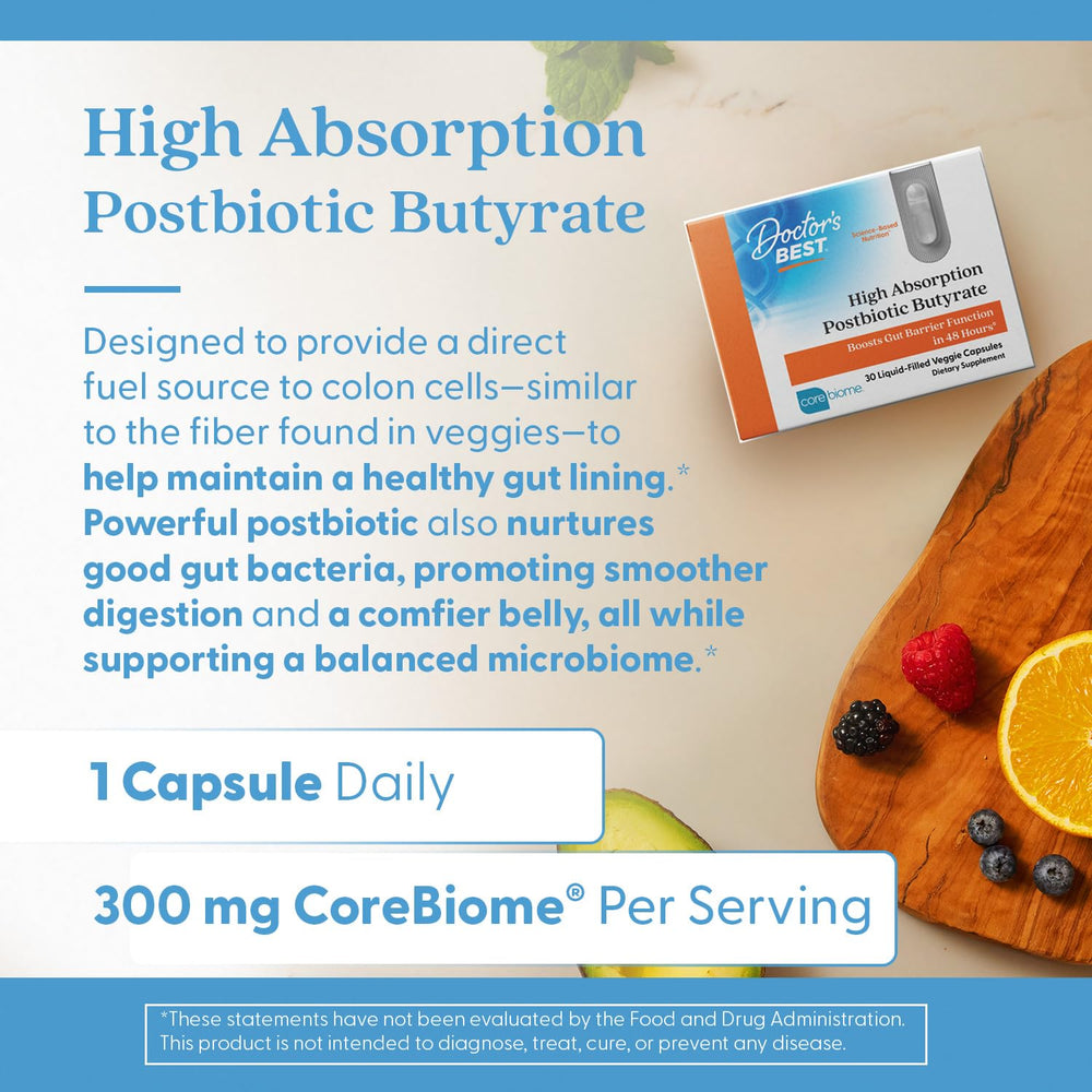 Doctor's Best postbiotic promotes tummy comfort.