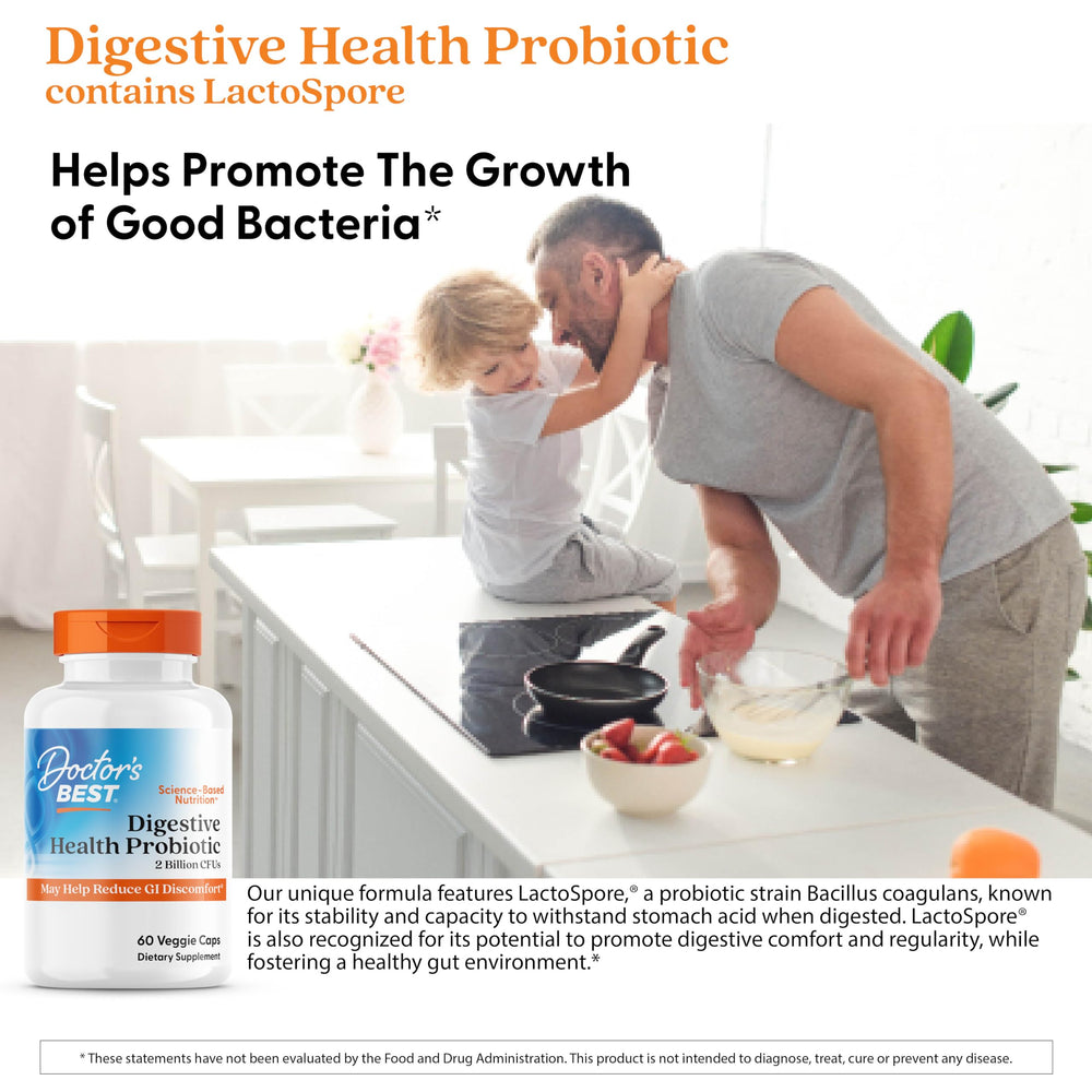 Doctor's Best Digestive Health box top view with 60 veggie caps