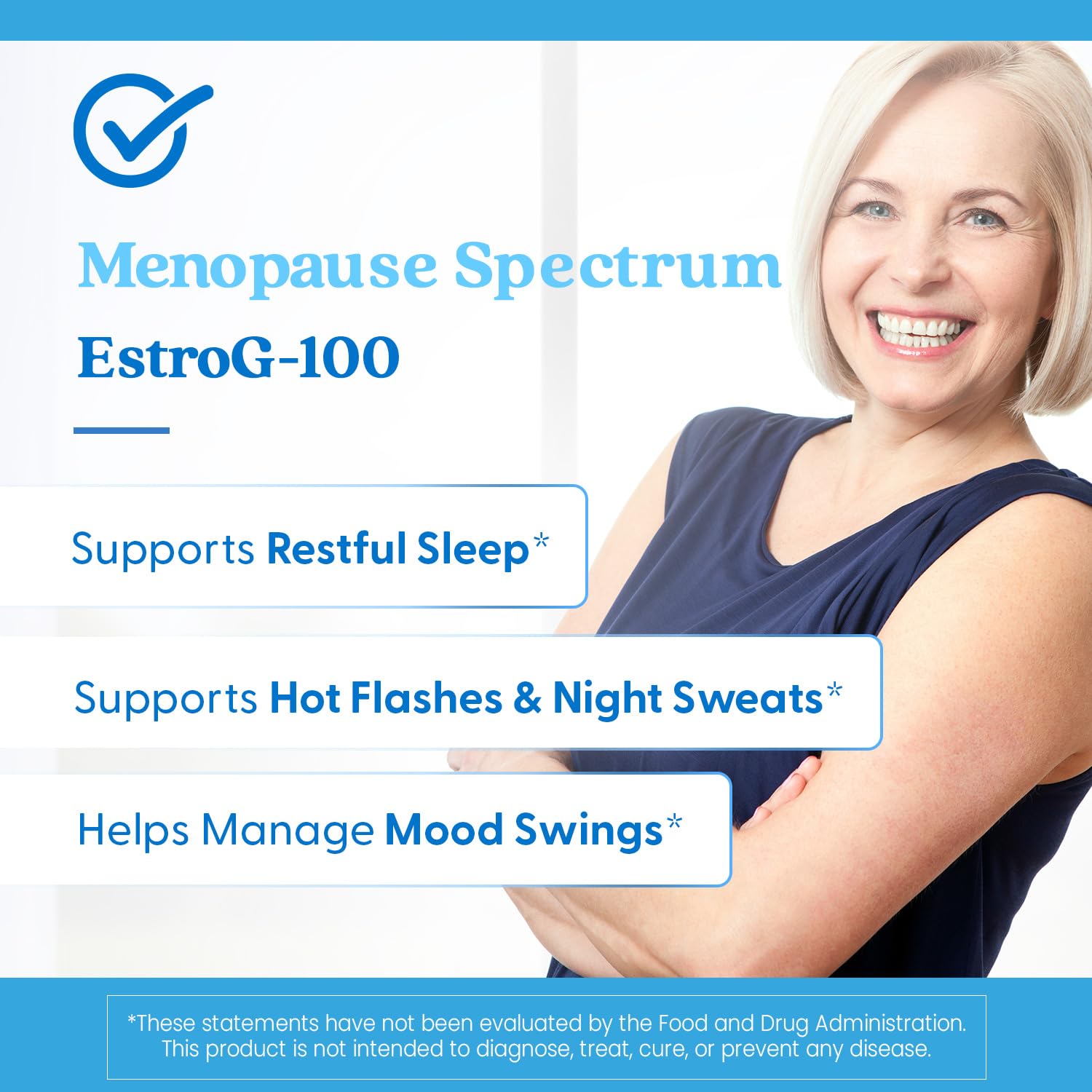 Evening scene with Doctor's Best EstroG-100 suggesting sleep support.