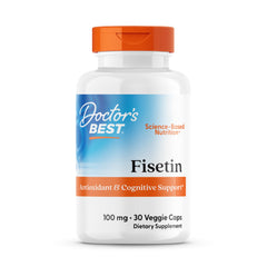 Doctor's Best Fisetin with Novusetin bottle front showing the product for daily antioxidant support