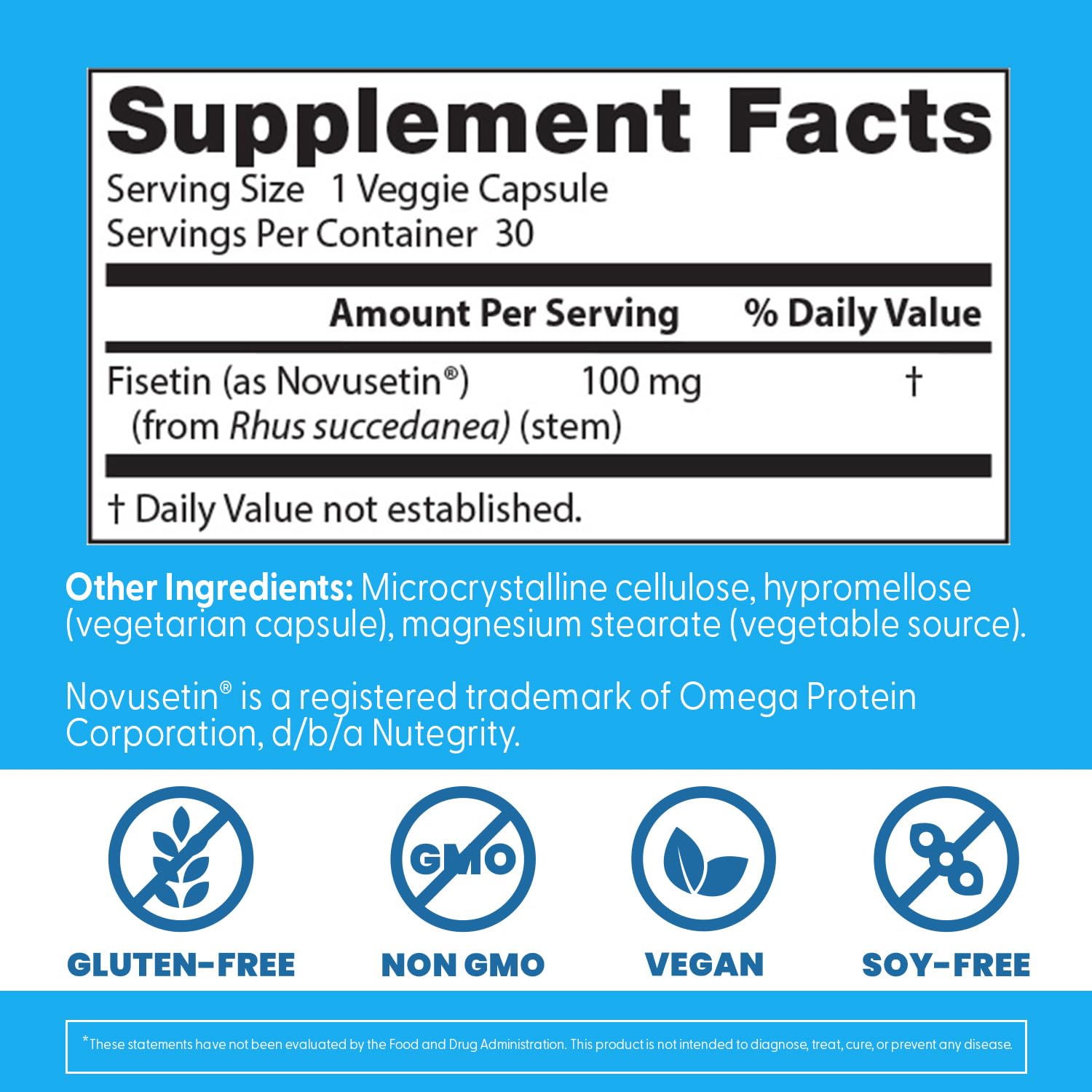 Packaging of Doctor's Best Fisetin with Novusetin on a shelf emphasizing clean-label design