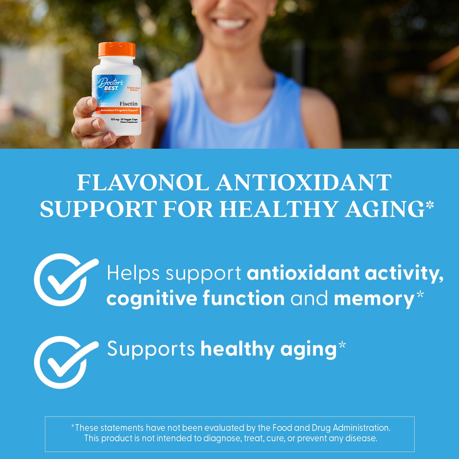 Individual taking Doctor's Best Fisetin with Novusetin as part of a daily routine