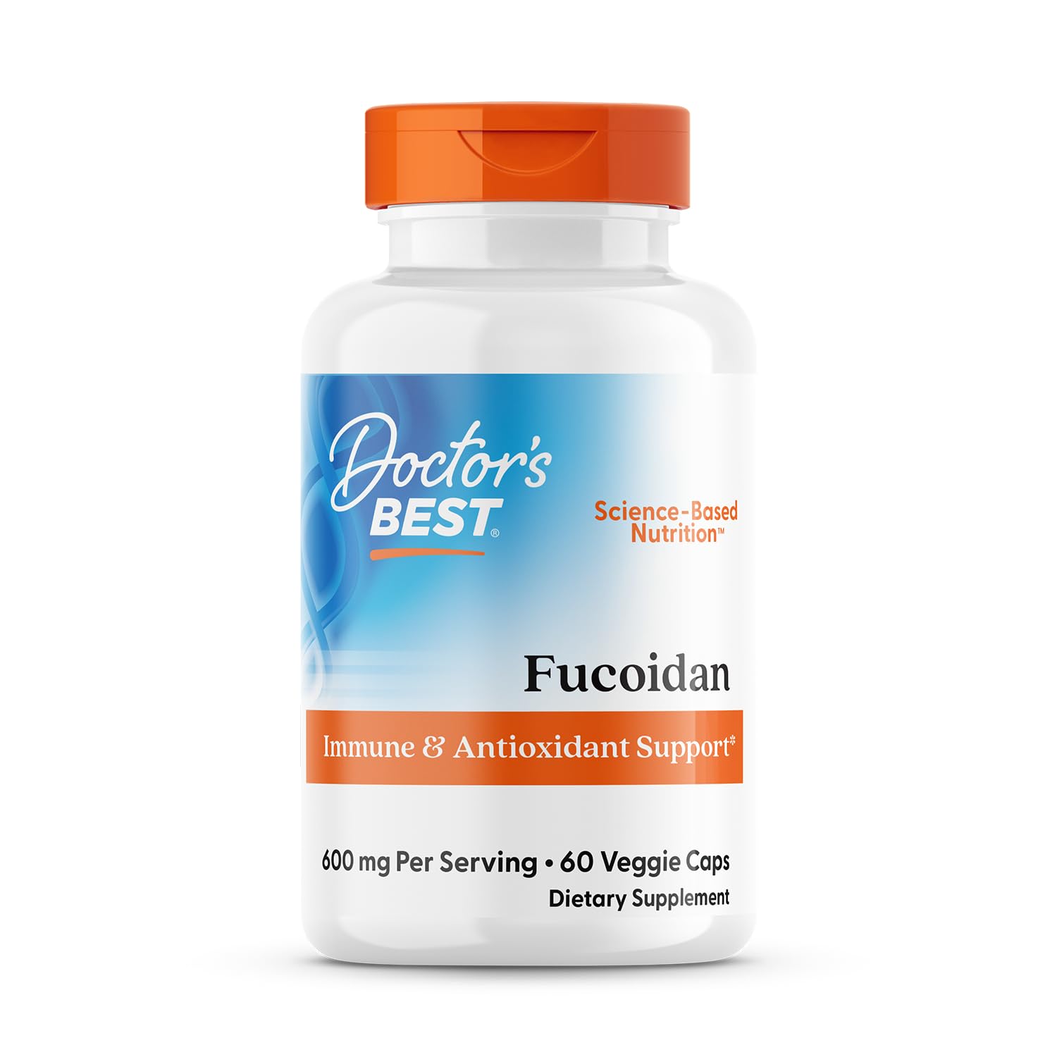 Doctor's Best Fucoidan 70% bottle shows a plant-based supplement for immune support