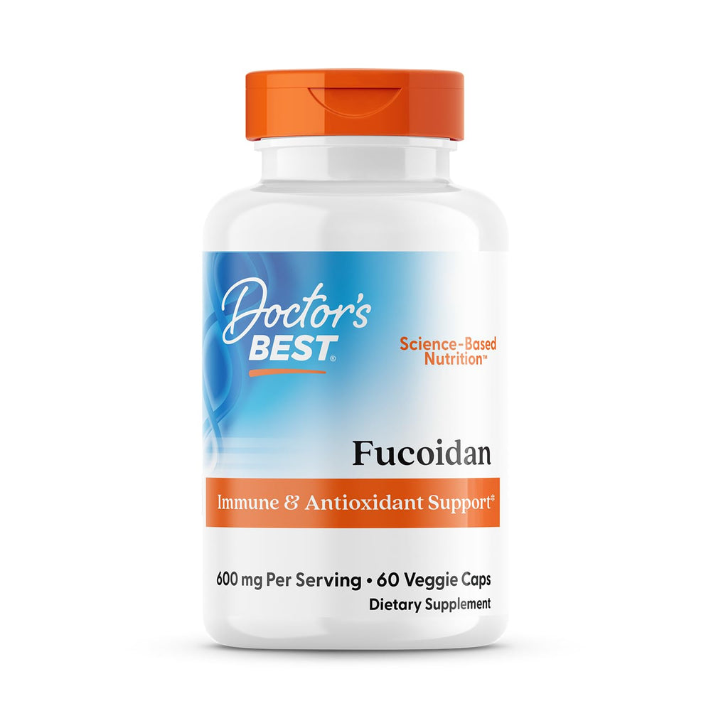 Doctor's Best Fucoidan 70% bottle shows a plant-based supplement for immune support