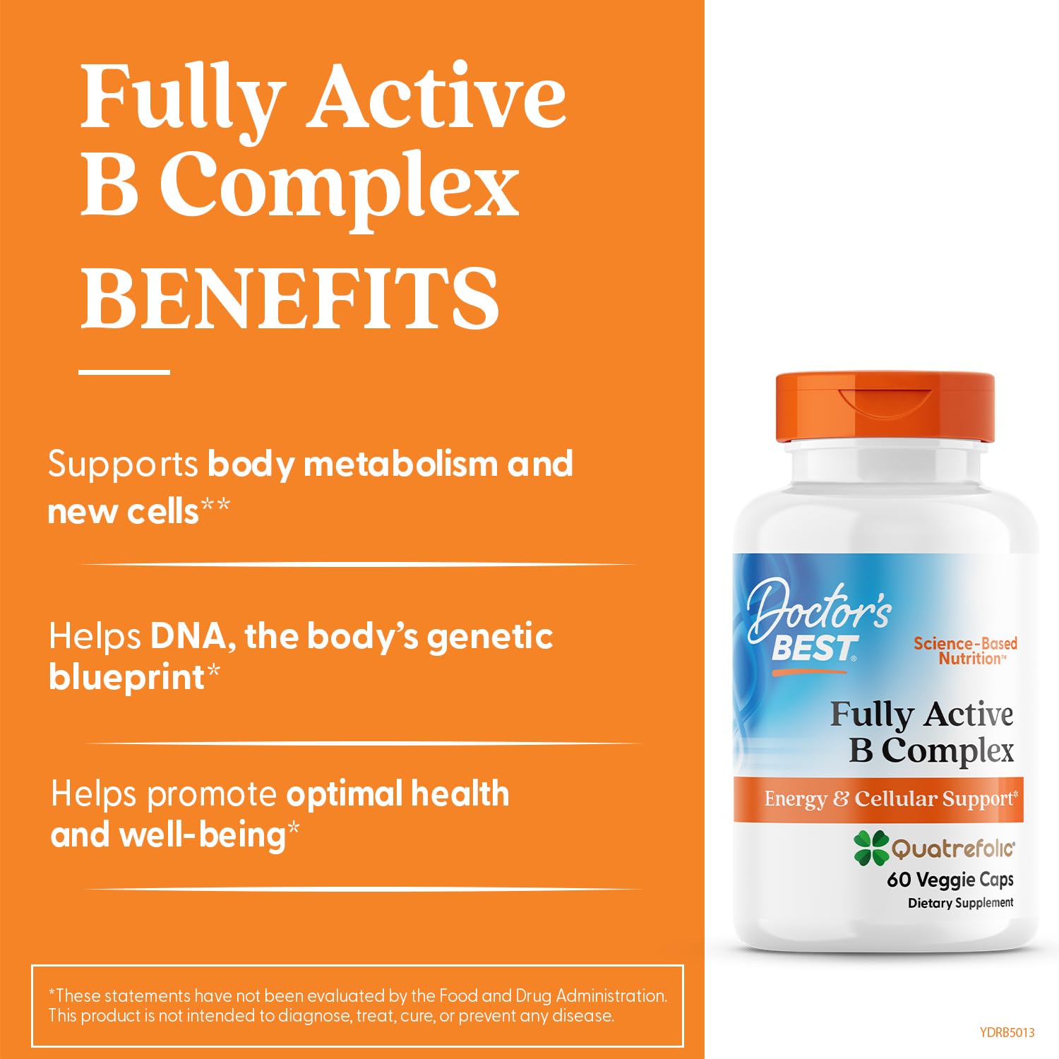 Doctor's BEST Fully Active B Complex vegan capsules in a clean scene