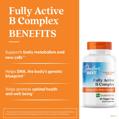 Doctor's BEST Fully Active B Complex vegan capsules in a clean scene