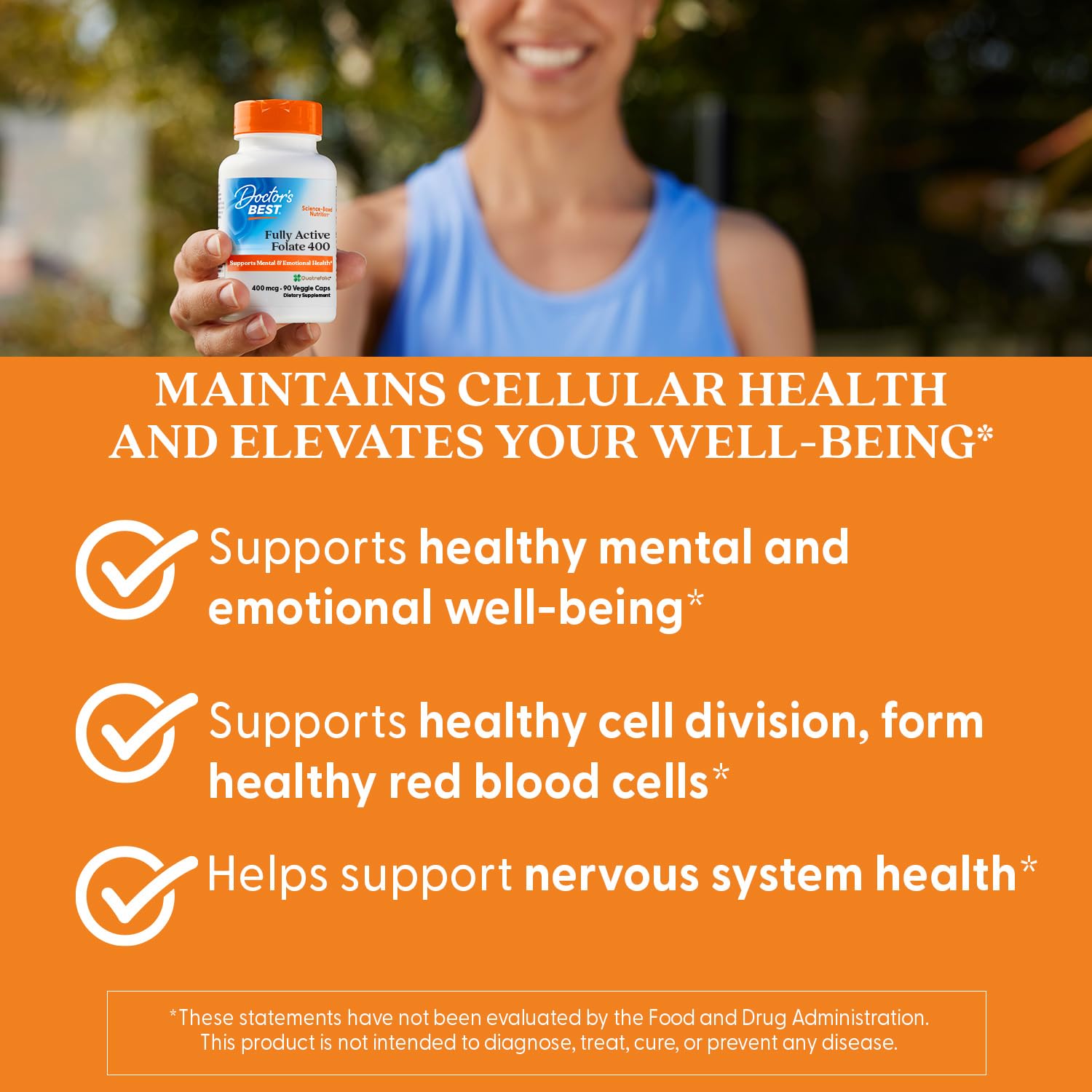Packaging box of Doctor's Best Fully Active Folate product
