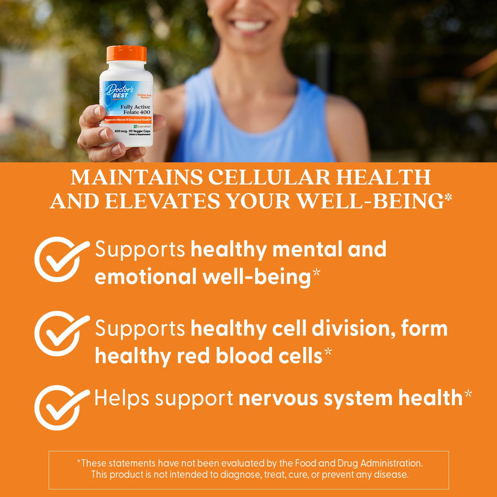 Packaging box of Doctor's Best Fully Active Folate product