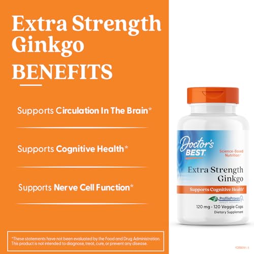 Doctor's Best Ginkgo capsules close-up shows uniform capsules for daily use.