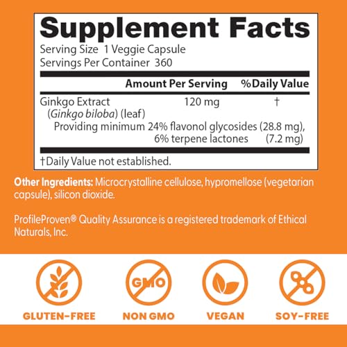 Close-up of Doctor's Best Ginkgo label highlighting vegan and non-GMO status.
