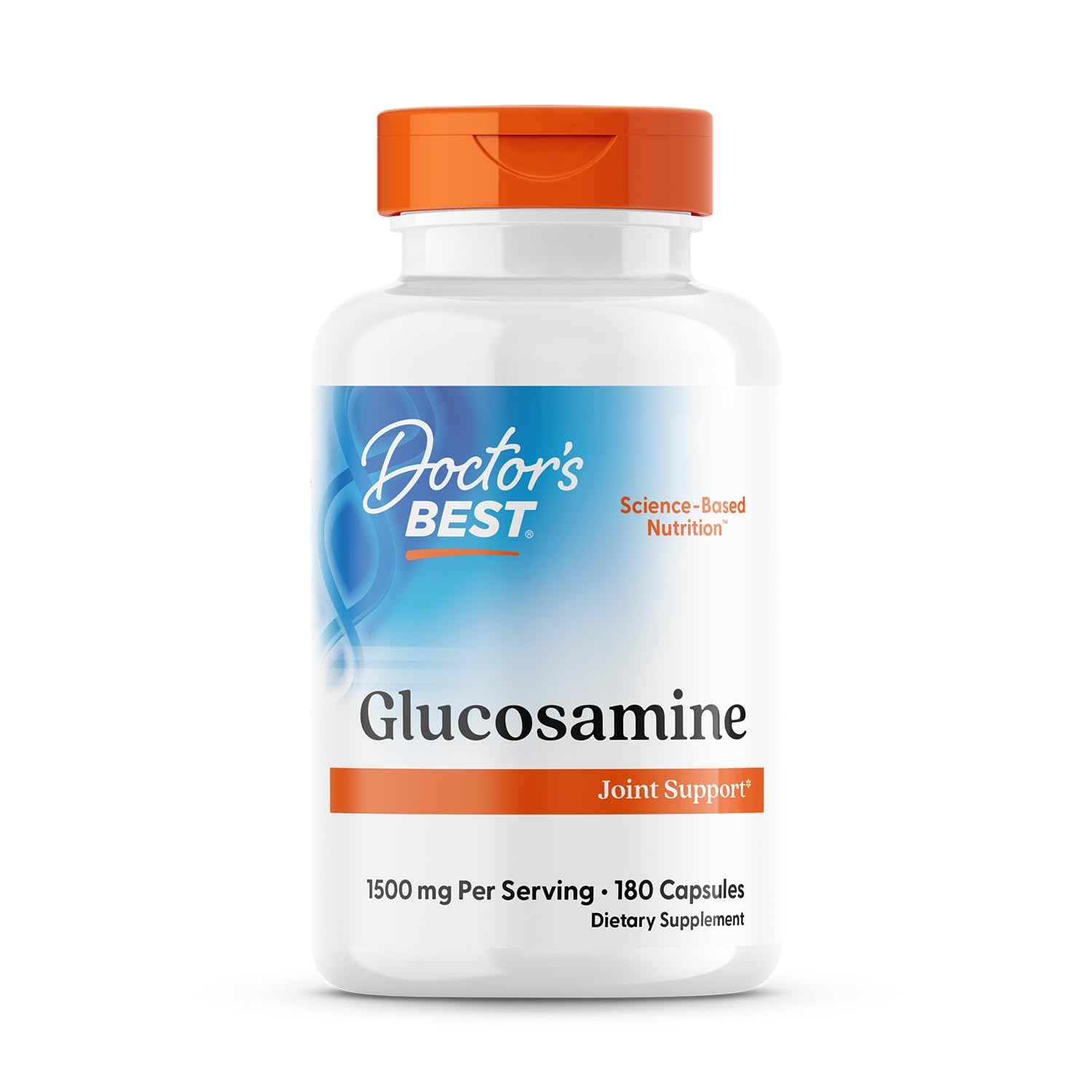 Doctor's Best glucosamine bottle with capsules supports joint function and mobility