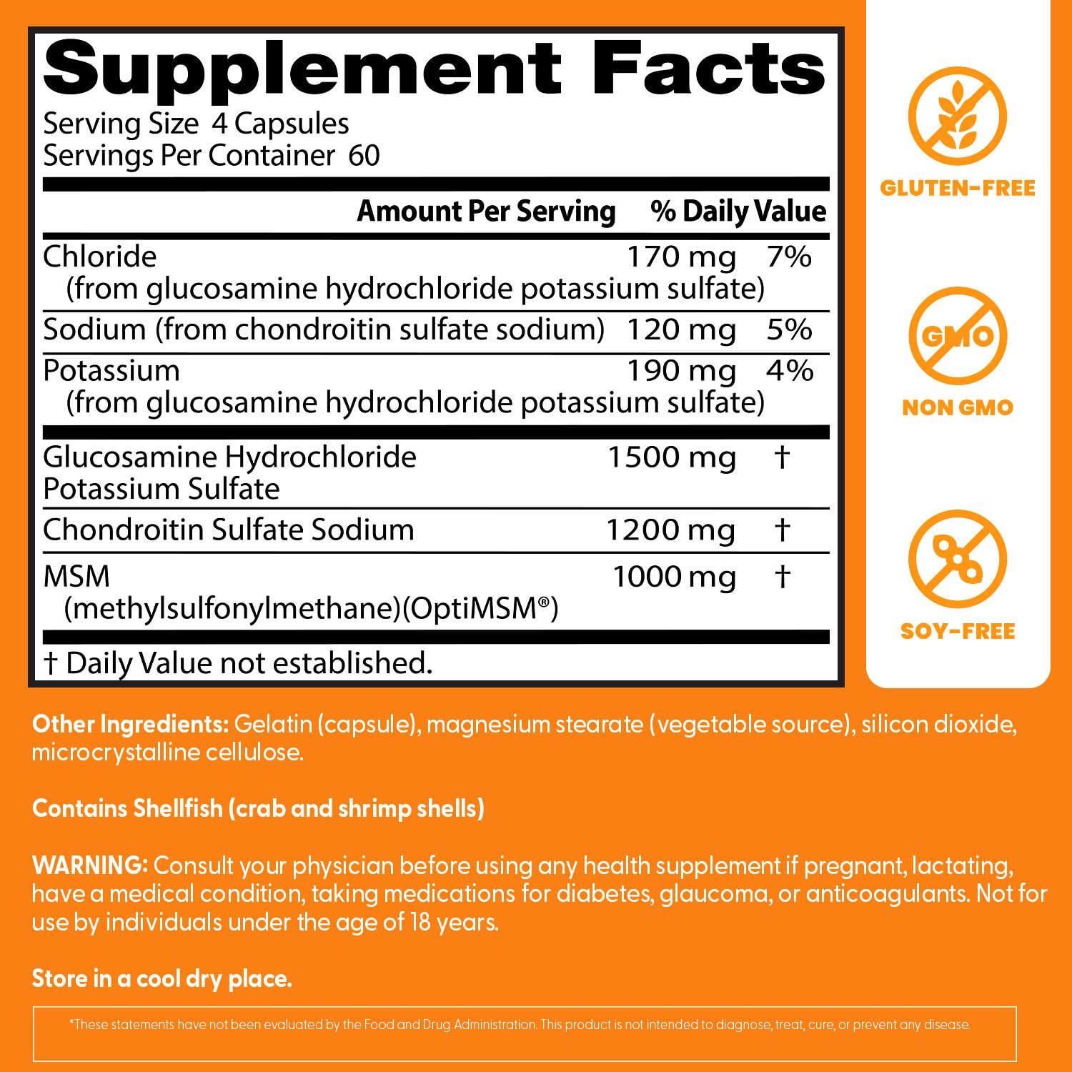 Doctor's Best Glucosamine Chondroitin MSM bottle pour showing daily serving size