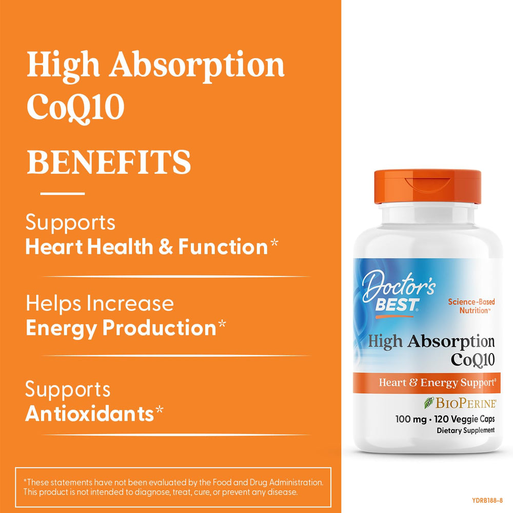 Doctor's Best High Absorption CoQ10 bottle back label with Non-GMO vegan info