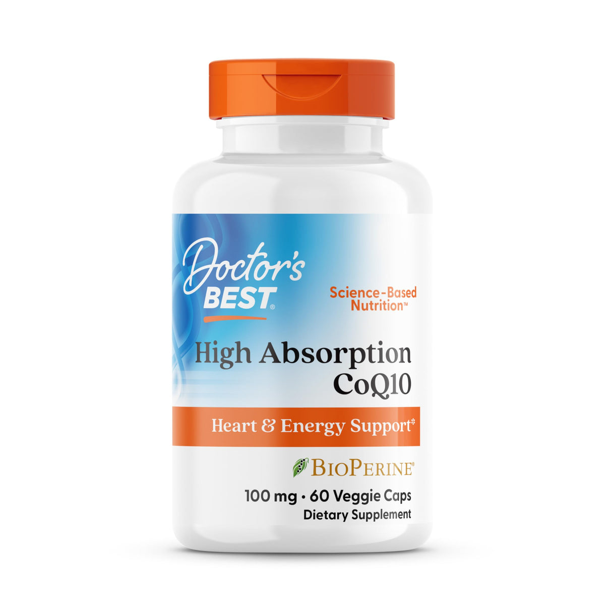 Doctor's Best CoQ10 bottle with BioPerine for heart support and energy production