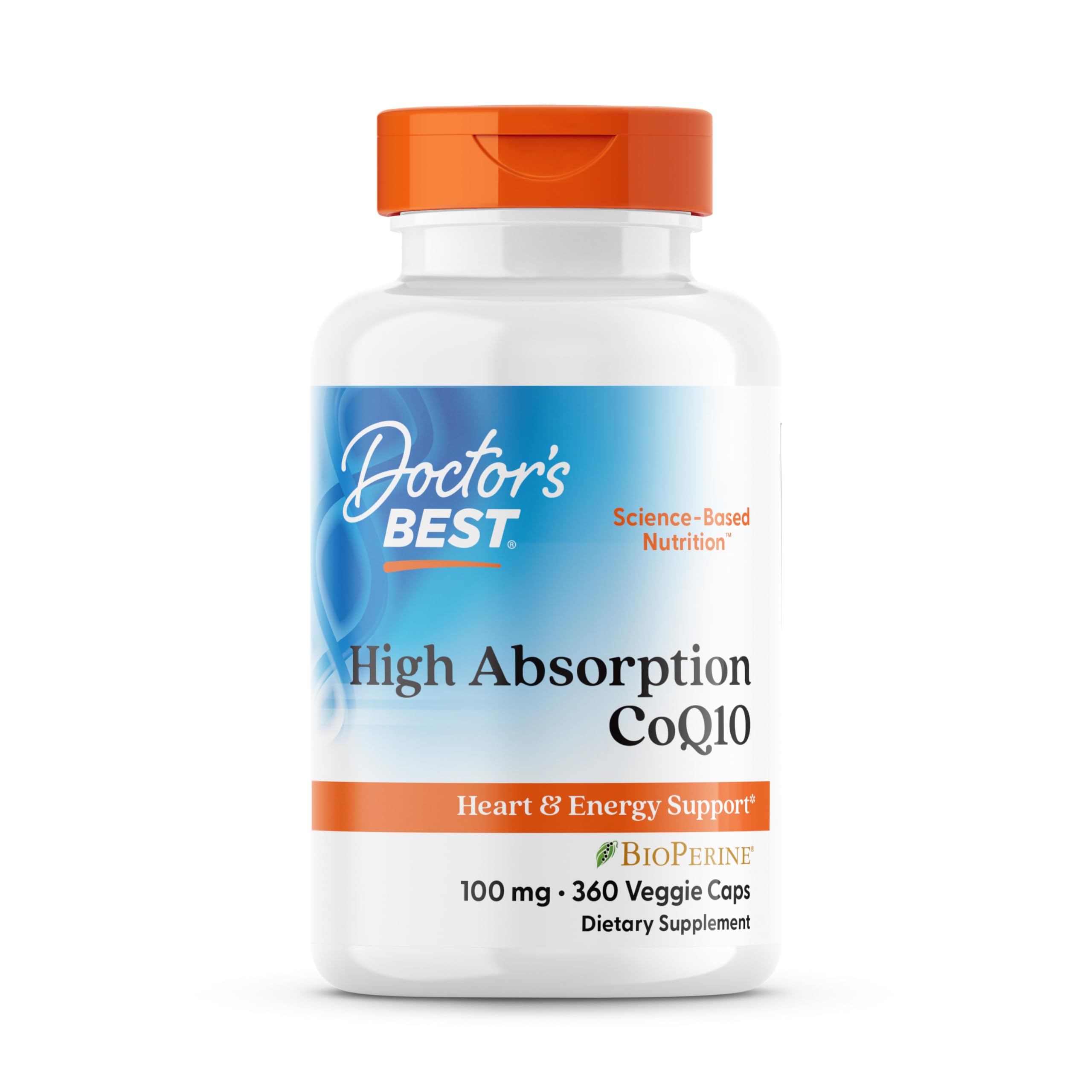 Doctors Best High Absorption CoQ10 bottle front view supports heart health and energy support.