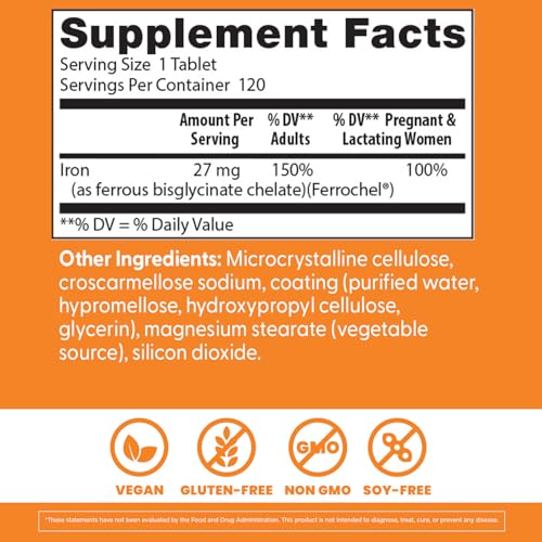 Doctor's Best High Absorption Iron capsules showcase Ferrochel chelated iron for gentler digestion.
