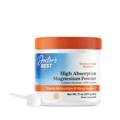 Doctor's Best High Absorption Magnesium Powder bottle for easy daily use and absorption.