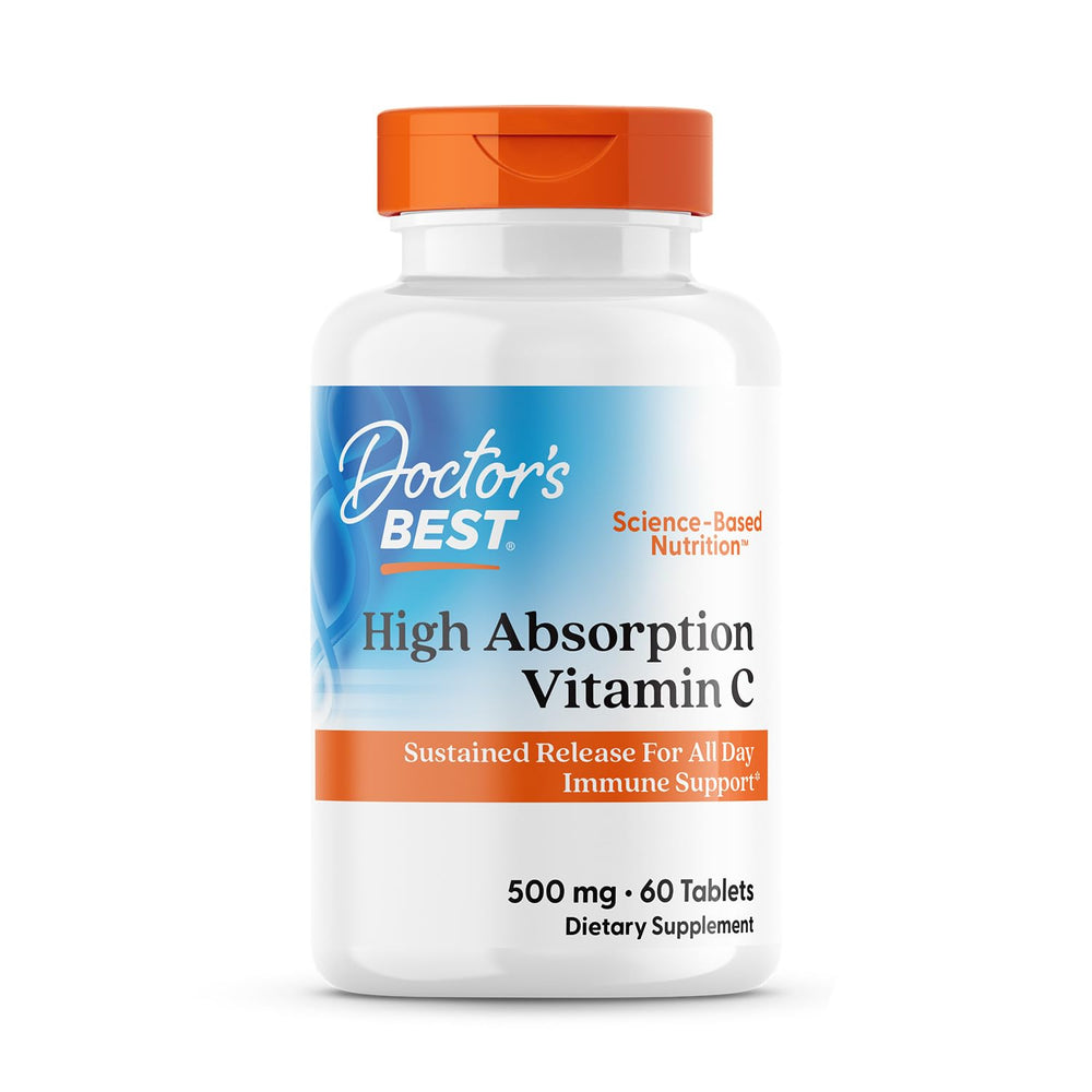 Doctor's Best high absorption Vitamin C bottle showing PureWay-C for sustained immune support.