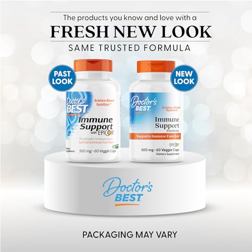 Doctors Best Immune Support 60 Veggie Caps displaying plant-based capsules for gut-friendly immune support.