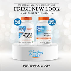 Doctors Best Immune Support 60 Veggie Caps displaying plant-based capsules for gut-friendly immune support.