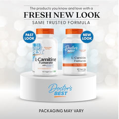 Close-up of Doctor's Best L-Carnitine Fumarate capsules for fat metabolism