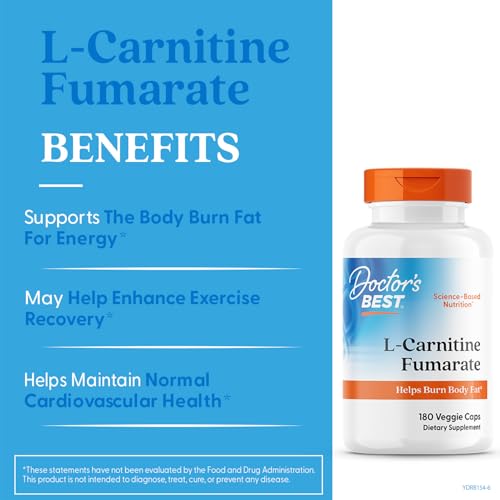 Doctor's Best label on L-Carnitine Fumarate bottle highlighting manufacturing standards