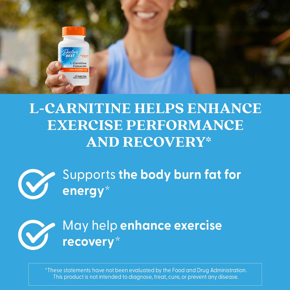 Doctor's Best L-Carnitine Fumarate nutrition facts panel for key nutrients.