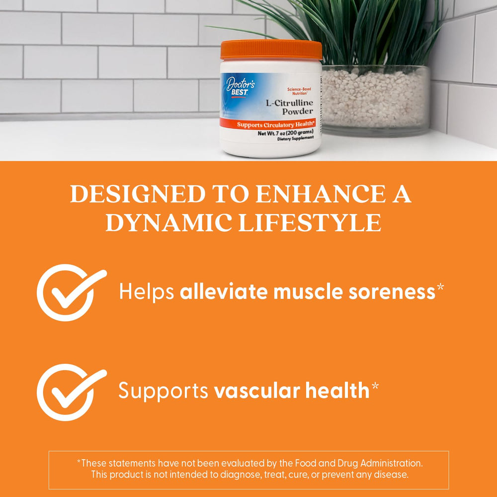 L-Citrulline powder with scoop showing convenient daily use.