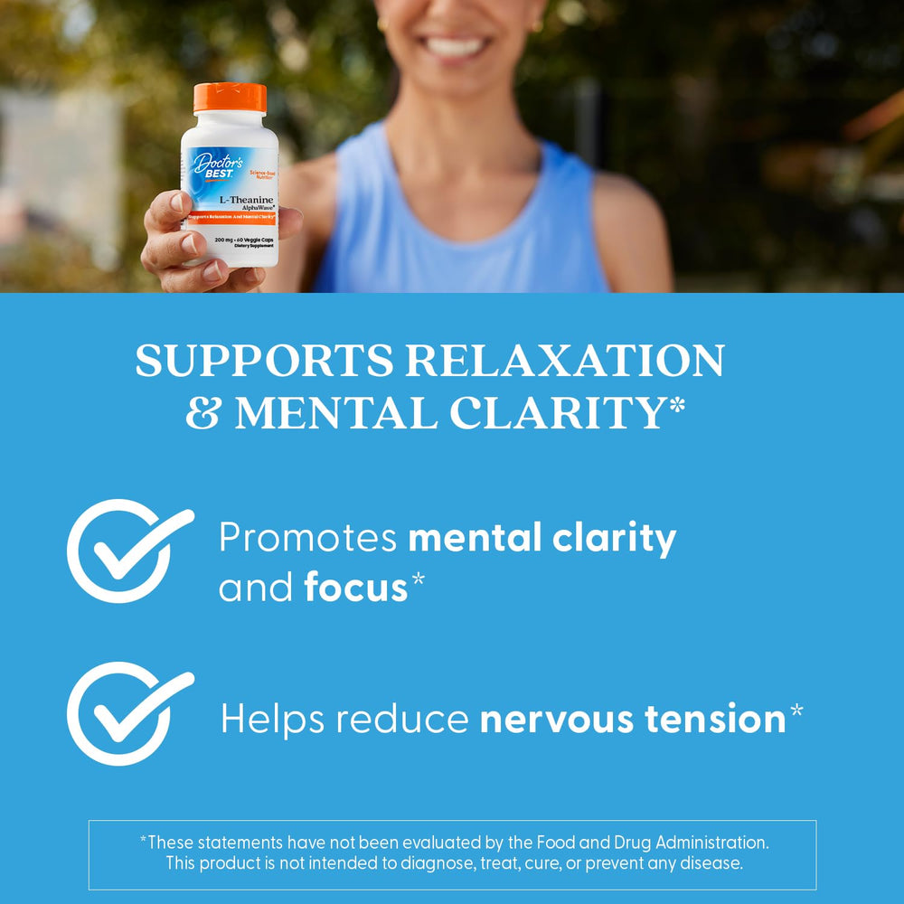 Doctor's Best L-Theanine AlphaWave vegan capsules supporting mindful daily routines