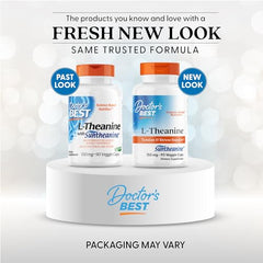 Doctor's Best L-Theanine capsules close-up show smooth texture for mindful relaxation