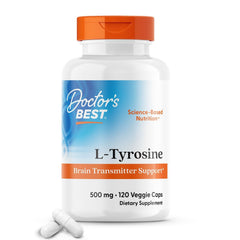 Doctor's Best L-Tyrosine 500 mg bottle for brain transmitter support