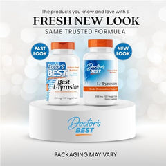 Doctor's Best L-Tyrosine capsules arranged for focus potential