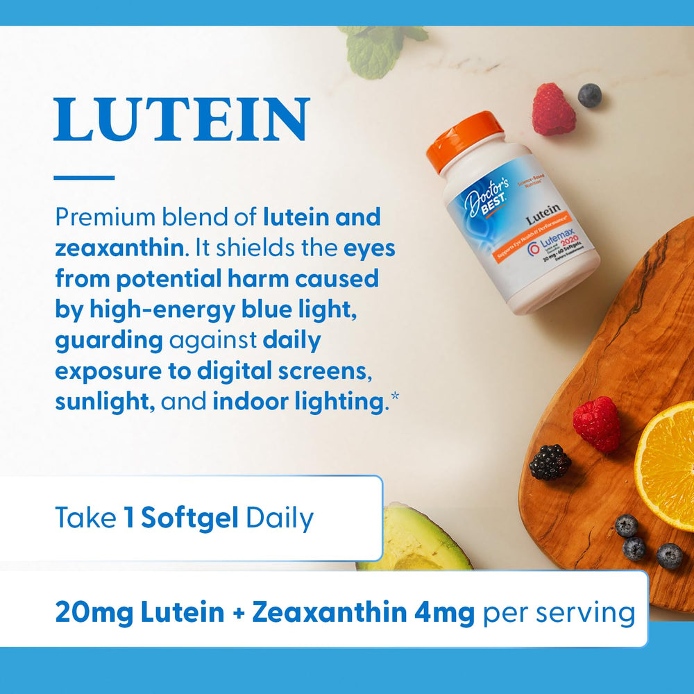 Doctor's Best Lutein eye health retina visualization promoting clarity.
