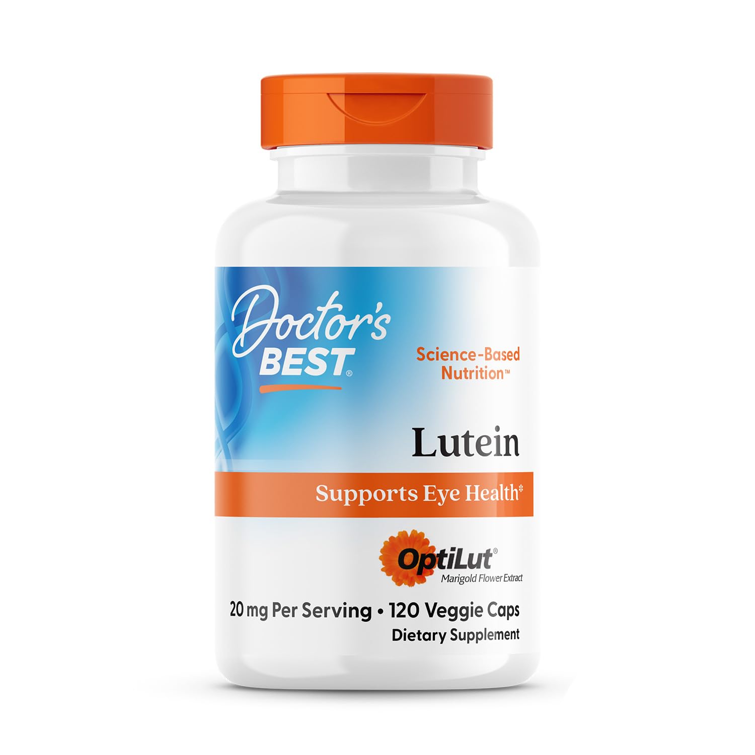 Doctor's Best Lutein OptiLut bottle cap close-up for eye support