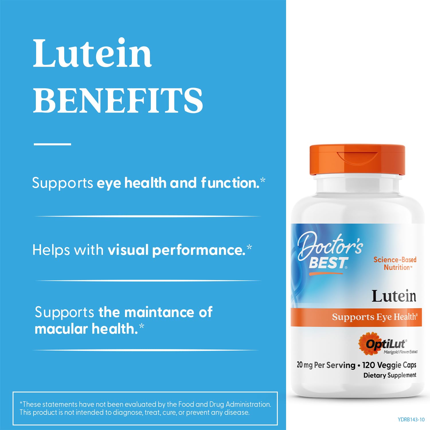 Doctor's Best Lutein OptiLut bottle front display for shoppers