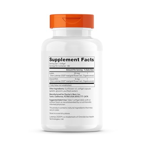 Doctors Best Lutemax 2020 ingredient seal highlights natural marigold extract for eye-supporting carotenoids