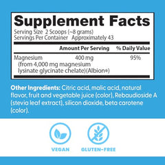 Doctor's Best magnesium powder dispense spoon shown for easy measuring and mixing.