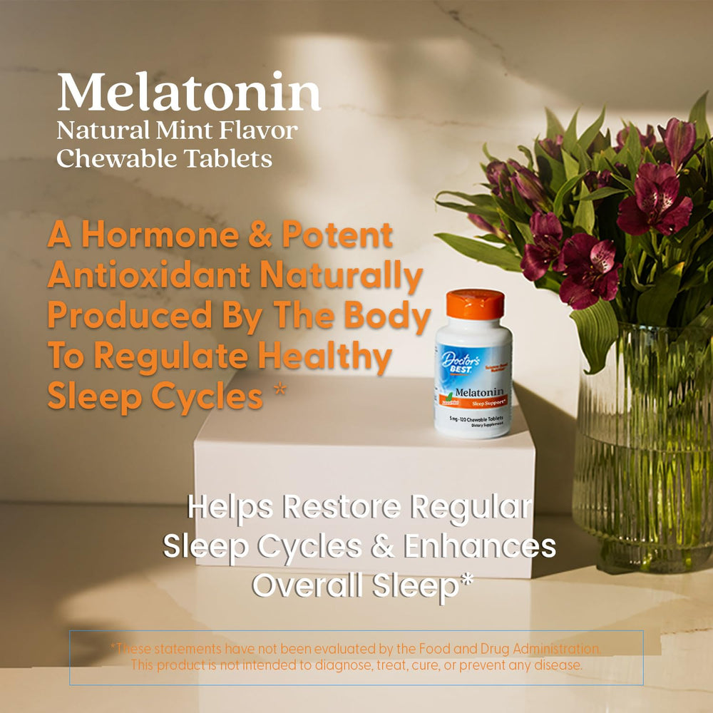 Nutrition facts panel on Doctor's Best melatonin bottle.