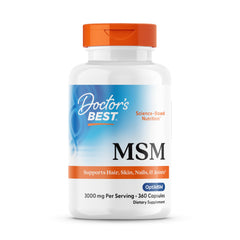 Doctor's BEST MSM bottle label showing OptiMSM purity for potential benefits