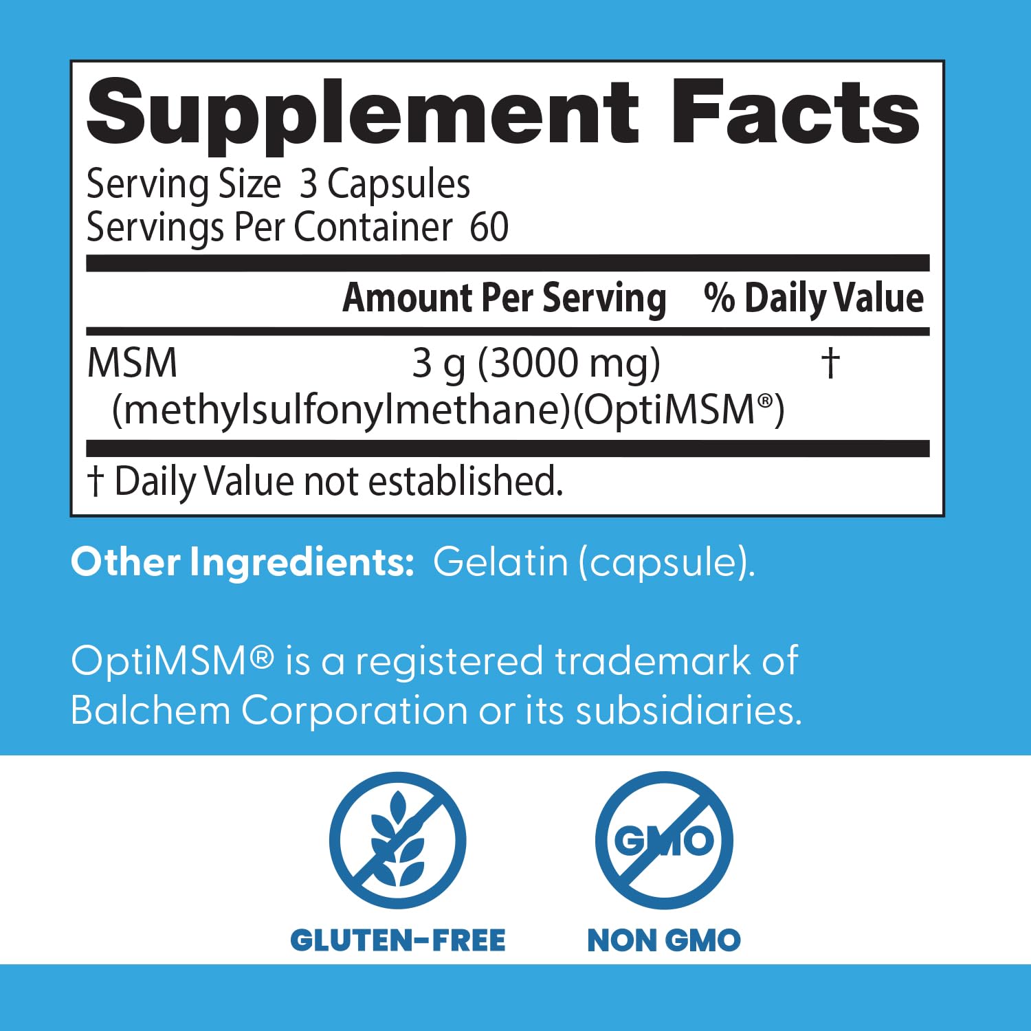 Doctor's Best MSM bottle with glass of water for everyday use.