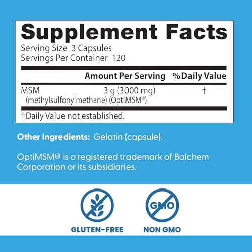 Doctor's BEST MSM capsules poured from bottle for easy daily use