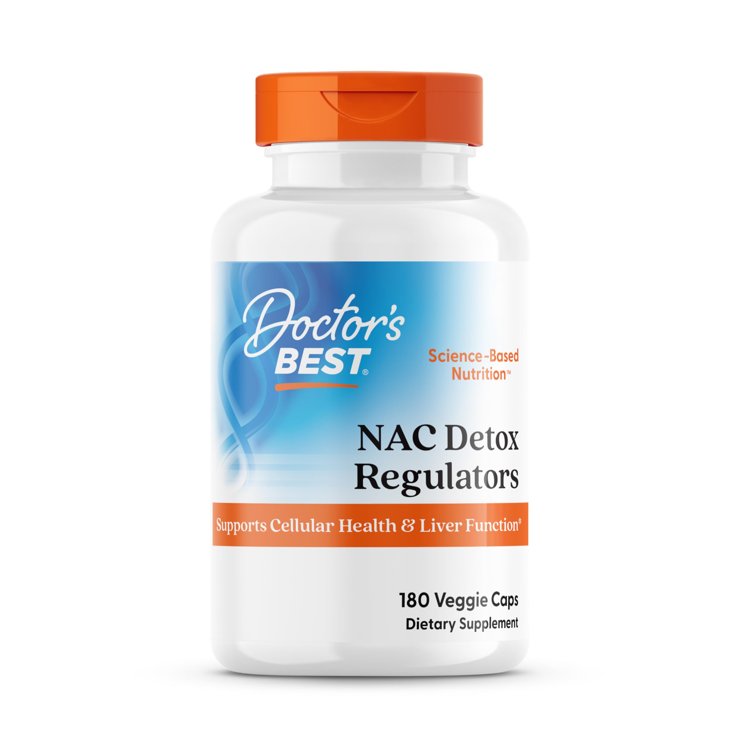 Doctor's Best NAC Detox Regulators bottle front view for convenient daily detox.