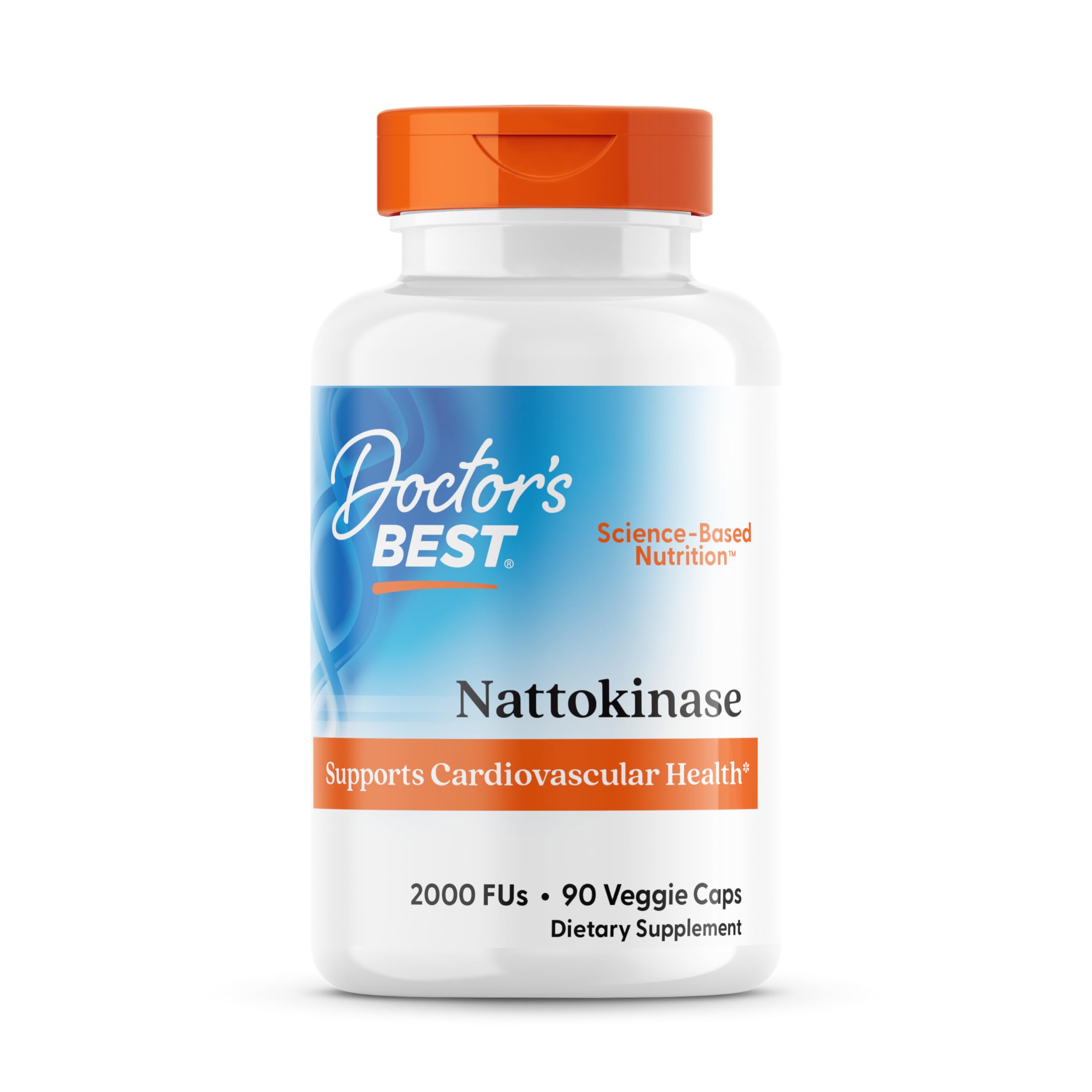 Doctor's Best Nattokinase 2000 FU bottle shows an enzyme for cardiovascular support