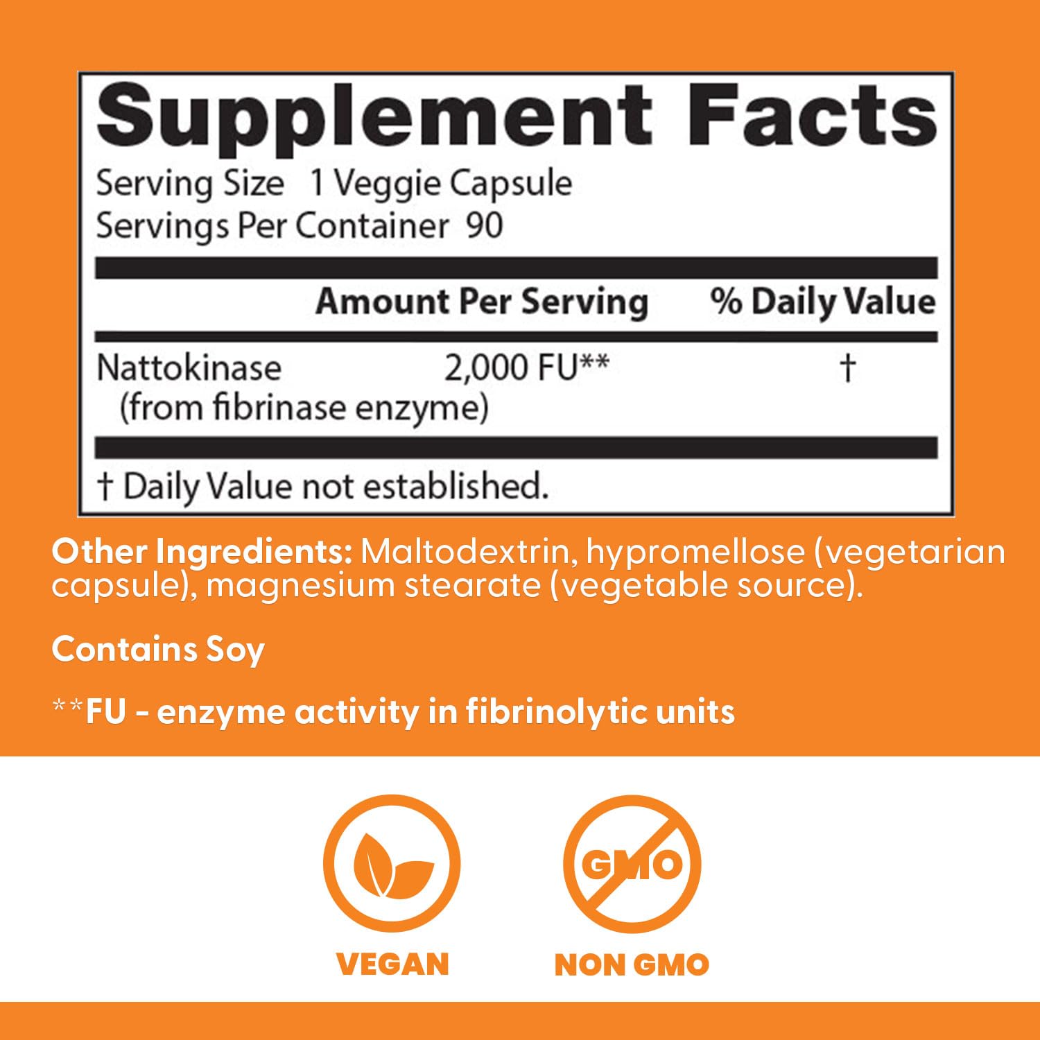 Doctor's Best nattokinase vegan capsules emphasize non-GMO formulation