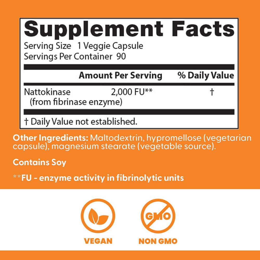 Doctor's Best nattokinase vegan capsules emphasize non-GMO formulation
