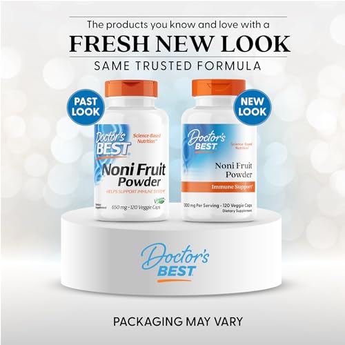 Doctor's Best Noni Concentrate capsules closeup showing convenient veggie format.